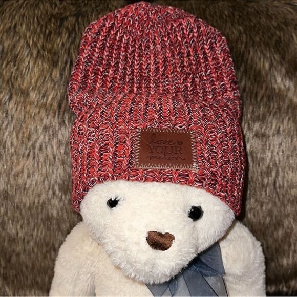 Love Your Melon OS Red Blue White Chunky Knit Slouchy Beanie Hat main image 9
